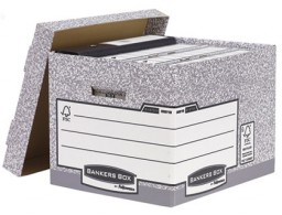 Cajón 4 cajas archivo definitivo A4 Fellowes cartón reciclado gris